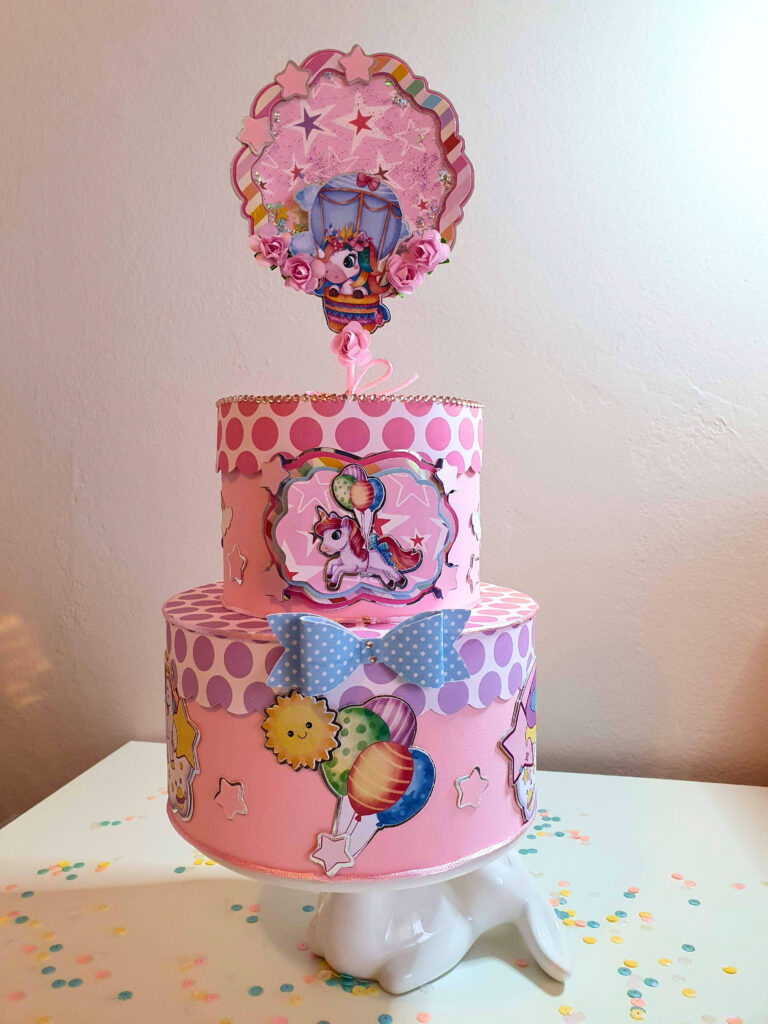 Tarta rosita de un unicornio